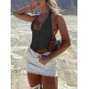 imageREORIA Womens Summer Sexy Halter V Neck Sleeveless Backless Trendy Y2k Going Out Corset Tank Crop TopsBlack