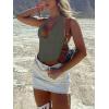 imageREORIA Womens Summer Sexy Halter V Neck Sleeveless Backless Trendy Y2k Going Out Corset Tank Crop TopsGrey Green