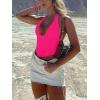imageREORIA Womens Summer Sexy Halter V Neck Sleeveless Backless Trendy Y2k Going Out Corset Tank Crop TopsNeon Rose Red