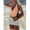 imageREORIA Womens Summer Sexy Halter V Neck Sleeveless Backless Trendy Y2k Going Out Corset Tank Crop TopsPeach Fuzz