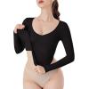 imageREORIA Womens V Neck Long Sleeve Slim Fitted Soft Layering Basic Shirt 2025 Fall Going Out TopsBlack
