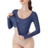 imageREORIA Womens V Neck Long Sleeve Slim Fitted Soft Layering Basic Shirt 2025 Fall Going Out TopsDeep Blue