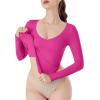imageREORIA Womens V Neck Long Sleeve Slim Fitted Soft Layering Basic Shirt 2025 Fall Going Out TopsRose