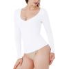 imageREORIA Womens V Neck Long Sleeve Slim Fitted Soft Layering Basic Shirt 2025 Fall Going Out TopsWhite