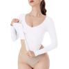 imageREORIA Womens V Neck Long Sleeve Slim Fitted Soft Layering Basic Shirt 2025 Fall Going Out TopsWhite