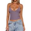 imageREORIA Butsmooth Womens Sexy VNeck Sleeveless Double Lined Going Out Y2K Trendy Cami Shirt Cropped Tank TopsHazy Lilac