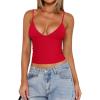 imageREORIA Butsmooth Womens Sexy VNeck Sleeveless Double Lined Going Out Y2K Trendy Cami Shirt Cropped Tank TopsRed