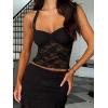 imageREORIA Lace Tops for Women Halter Sexy Going Out Tank Crop Y2K Fashion Top 2025 TrendyBlack