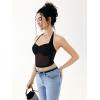 imageREORIA Lace Tops for Women Halter Sexy Going Out Tank Crop Y2K Fashion Top 2025 TrendyBlack Crystal