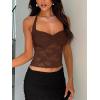 imageREORIA Lace Tops for Women Halter Sexy Going Out Tank Crop Y2K Fashion Top 2025 TrendyCoffee