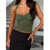 imageREORIA Lace Tops for Women Halter Sexy Going Out Tank Crop Y2K Fashion Top 2025 TrendyDeep Green