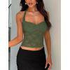 imageREORIA Lace Tops for Women Halter Sexy Going Out Tank Crop Y2K Fashion Top 2025 TrendyDeep Green