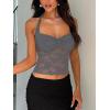 imageREORIA Lace Tops for Women Halter Sexy Going Out Tank Crop Y2K Fashion Top 2025 TrendyDeep Grey