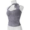 imageREORIA Lace Tops for Women Halter Sexy Going Out Tank Crop Y2K Fashion Top 2025 TrendyDeep Grey