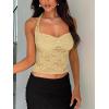 imageREORIA Lace Tops for Women Halter Sexy Going Out Tank Crop Y2K Fashion Top 2025 TrendyHoneybee Yellow