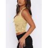 imageREORIA Lace Tops for Women Halter Sexy Going Out Tank Crop Y2K Fashion Top 2025 TrendyHoneybee Yellow