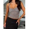 imageREORIA Lace Tops for Women Halter Sexy Going Out Tank Crop Y2K Fashion Top 2025 TrendyLight Grey