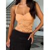 imageREORIA Lace Tops for Women Halter Sexy Going Out Tank Crop Y2K Fashion Top 2025 TrendyPeach Fuzz