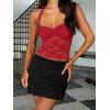 imageREORIA Lace Tops for Women Halter Sexy Going Out Tank Crop Y2K Fashion Top 2025 TrendyRed