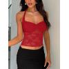 imageREORIA Lace Tops for Women Halter Sexy Going Out Tank Crop Y2K Fashion Top 2025 TrendyRed