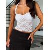 imageREORIA Lace Tops for Women Halter Sexy Going Out Tank Crop Y2K Fashion Top 2025 TrendyWhite