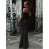 imageREORIA Women Off Shoulder Long Sleeve Dress Elegant Sexy Stretch Mesh Double Lined Slim Trendy Long DressesBlack