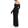 imageREORIA Women Off Shoulder Long Sleeve Dress Elegant Sexy Stretch Mesh Double Lined Slim Trendy Long DressesBlack