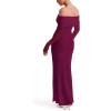 imageREORIA Women Off Shoulder Long Sleeve Dress Elegant Sexy Stretch Mesh Double Lined Slim Trendy Long DressesBurgundy