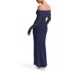 imageREORIA Women Off Shoulder Long Sleeve Dress Elegant Sexy Stretch Mesh Double Lined Slim Trendy Long DressesDeep Blue