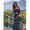 imageREORIA Women Off Shoulder Long Sleeve Dress Elegant Sexy Stretch Mesh Double Lined Slim Trendy Long DressesDeep Blue