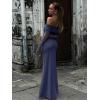 imageREORIA Women Off Shoulder Long Sleeve Dress Elegant Sexy Stretch Mesh Double Lined Slim Trendy Long DressesDeep Blue