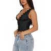 imageREORIA Womens Sexy VNeck Sleeveless Double Lined Going Out Y2K Trendy Lace Cropped Tank TopsBlack