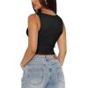 imageREORIA Womens Sexy VNeck Sleeveless Double Lined Going Out Y2K Trendy Lace Cropped Tank TopsBlack