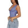 imageREORIA Womens Sexy VNeck Sleeveless Double Lined Going Out Y2K Trendy Lace Cropped Tank TopsBlue Nova