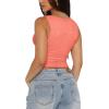 imageREORIA Womens Sexy VNeck Sleeveless Double Lined Going Out Y2K Trendy Lace Cropped Tank TopsBright Orange