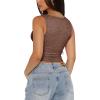 imageREORIA Womens Sexy VNeck Sleeveless Double Lined Going Out Y2K Trendy Lace Cropped Tank TopsCoffee