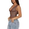 imageREORIA Womens Sexy VNeck Sleeveless Double Lined Going Out Y2K Trendy Lace Cropped Tank TopsCoffee