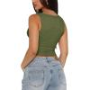 imageREORIA Womens Sexy VNeck Sleeveless Double Lined Going Out Y2K Trendy Lace Cropped Tank TopsDark Green