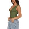 imageREORIA Womens Sexy VNeck Sleeveless Double Lined Going Out Y2K Trendy Lace Cropped Tank TopsDark Green