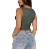 imageREORIA Womens Sexy VNeck Sleeveless Double Lined Going Out Y2K Trendy Lace Cropped Tank TopsGrey Green