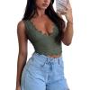 imageREORIA Womens Sexy VNeck Sleeveless Double Lined Going Out Y2K Trendy Lace Cropped Tank TopsGrey Green