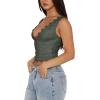 imageREORIA Womens Sexy VNeck Sleeveless Double Lined Going Out Y2K Trendy Lace Cropped Tank TopsGrey Green