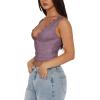 imageREORIA Womens Sexy VNeck Sleeveless Double Lined Going Out Y2K Trendy Lace Cropped Tank TopsGrey Purple