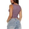 imageREORIA Womens Sexy VNeck Sleeveless Double Lined Going Out Y2K Trendy Lace Cropped Tank TopsGrey Purple