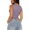 imageREORIA Womens Sexy VNeck Sleeveless Double Lined Going Out Y2K Trendy Lace Cropped Tank TopsHazy Lilac