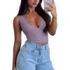 imageREORIA Womens Sexy VNeck Sleeveless Double Lined Going Out Y2K Trendy Lace Cropped Tank TopsHazy Lilac