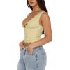 imageREORIA Womens Sexy VNeck Sleeveless Double Lined Going Out Y2K Trendy Lace Cropped Tank TopsHoneybee