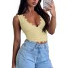 imageREORIA Womens Sexy VNeck Sleeveless Double Lined Going Out Y2K Trendy Lace Cropped Tank TopsHoneybee