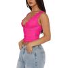 imageREORIA Womens Sexy VNeck Sleeveless Double Lined Going Out Y2K Trendy Lace Cropped Tank TopsNeon Rose Red