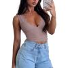 imageREORIA Womens Sexy VNeck Sleeveless Double Lined Going Out Y2K Trendy Lace Cropped Tank TopsPantone